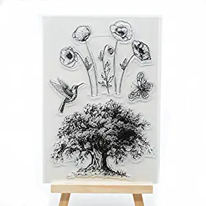 Welcome to Joyful Home 1pc Tree Bird Flower Rubber Clear Stamp for Card Making Decoration and Scrapbooking