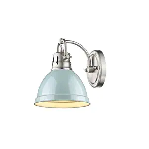 251 First Quinn Pewter One-Light Vanity Fixture with Seafoam Shade