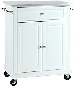 Crosley Furniture Cuisine Kitchen Island with Stainless Steel Top - White
