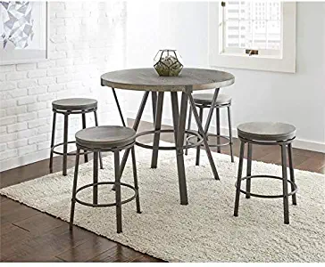 Portland Grey-Brown 5-Piece Counter Height Dining Set