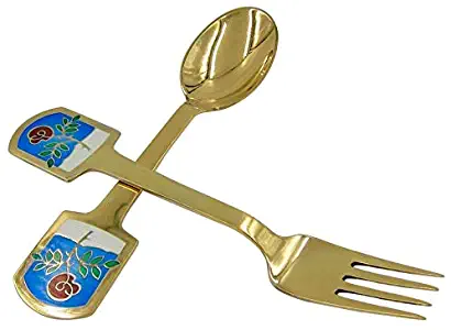 Anton Michelsen Gilded Silver and Enamel Christmas Fork and Spoon Set, 1977