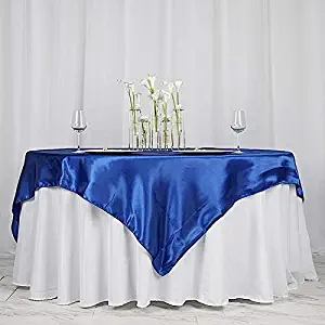 BalsaCircle 5 pcs 72x72 inch Royal Blue Square Tablecloth Satin Table Overlays Linens for Wedding Table Cloth Party Reception Events Kitchen Dining