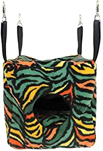 Exotic Nutrition Cozy Cube - Hanging Fleece Cage Accessory Toy for Sugar Gliders, Marmosets, Rats, Hamsters, Flying Squirrels, Ferrets, Birds, Chinchillas, Parrots - Hammock, Tower, Bed, Nest Pouch