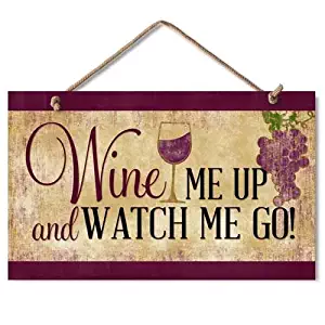 Highland Graphics "Wine Me Up" Wood Kitchen Sign,brown