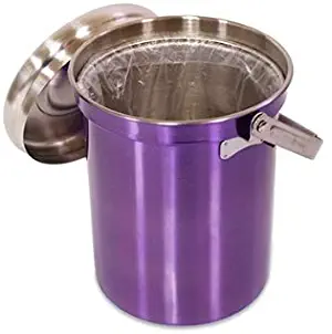 Food Compost Bin Indoor Outdoor Odor Free Waste Bin for Kitchen, Stainless Steel Food Scrap Bin with Accessories, 3-Quart, Purple Pearl