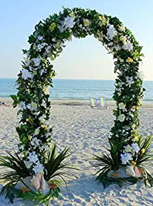 Efavormart 7.5ft Decorative Metal Wedding Arch - White - 55" Wx90 H