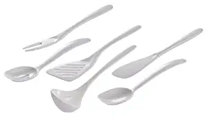 Hutzler Melamine Mini Utensils, Small/7.5",White, Set of 6