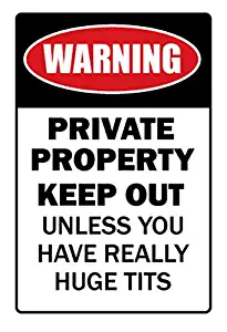 Private Property Huge Boobs Novelty Sign | Indoor/Outdoor | Funny Home Décor for Garages, Living Rooms, Bedroom, Offices | SignMission Funny Joke Gift Tits Breasts Adult XXX Sign Decoration