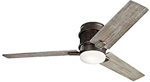 Kichler 300352OZ Chiara 52" Hugger Ceiling Fan with LED Lights and Wall Control, Olde Bronze