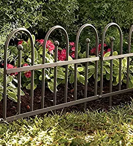 Plow & Hearth Classic Iron Fence Garden Edging - Iron - Pewter Finish - 120" L x 18" H - 8 Sections
