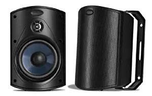 Polk Audio Atrium 4 Outdoor Speakers with Powerful Bass (Pair, Black) | All-Weather Durability | Broad Sound Coverage | Speed-Lock Mounting System