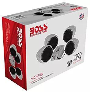 BOSS Audio MC470B Speaker / Amplifier Sound System, Weatherproof Speakers, Bluetooth Amplifier, Inline Volume Control, Ideal For Motorcycles/ATV and 12 Volt Applications