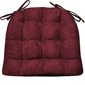 Barnett Products Dining Chair Pad with Ties - Microsuede Wine Red Micro Fiber Ultra Suede - Size Standard - Reversible Latex Foam Filled Cushion, Machine Washable (Wine Red, Standard)