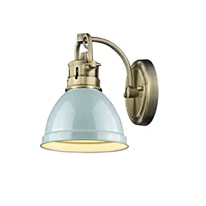 251 First Quinn Aged Brass One-Light Bath Vanity with Seafoam Shade