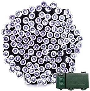 Lalapao Battery Operated 200 LED String Lights with Automatic Timer Fairy Christmas Lighting Decor for Outdoor Indoor Xmas Tree Garden Patio Lawn Outside Home Party Landscape Decorative (White)