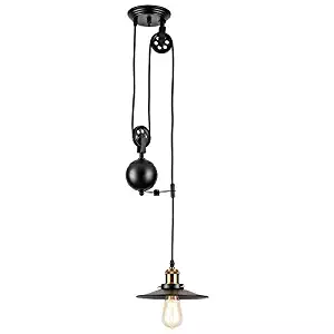 GLADFRESIT Pendant Light Industrial Ceiling Light, Indoor Pulley Pendant, Adjustable Hanging Light, Ceiling for Dining Room Kitchen Island (Bulb Not Included)