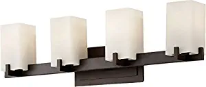 Feiss VS18404-ORB Riva Glass Wall Vanity Bath Lighting, Bronze, 4-Light (30"W x 9"H) 400watts