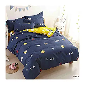 KFZ Bedding Set Girls Kids Sponge Baby Large Star Bed Set Twin Full Queen Size, 1 Duvet Cover (Without Comforter Insert) and 2 Pillow Cases (Large Star, Blue, Twin 60"x80" 3pcs)