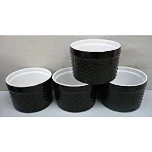 Home Essentials Mini Stoneware Hobnail Black 6oz Ramekins Set of 4