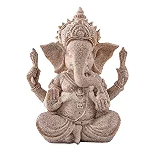 ROSENICE Elephant Statue Sculpture Sandstone Ganesha Buddha Handmade Figurine