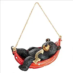 Summer Snooze Hanging Black Bear Statue Design Summer Nap Sleep Bear