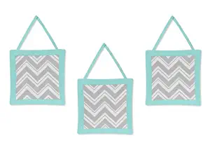 Turquoise and Gray Chevron Zig Zag Wall Hanging Accessories by Sweet Jojo Designs