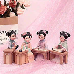 LKXZYX Sandstone Resin Sculpture Statue Collectible Figurines Desktop Deco Creative Gifts, Girl, Court, Girl, Ornaments, Chess and Calligraphy