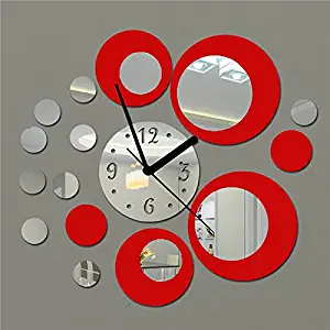 Fymural DIY Wall Clock Wall Stickers-Round Modern Acrylic Mirror Surface 3D Simple Big Size Wall Decor Clocks Numbers Stickers for Living Room Bedroom TV Wall Decoration Removable