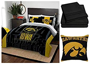 Northwest NCAA Iowa Hawkeyes Modern Take 8pc Queen Bedding Set - Includes Comforter, 2 Shams, Flat Sheet, Fitted Sheet, 2 Pillowcases, and Pillow