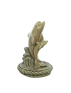 Solid Rock Stoneworks 2 Dolphins on Wave- 17" Tall x 11" w x 11" Dia