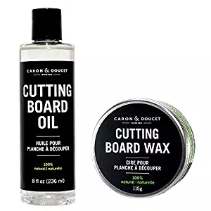 Caron & Doucet - Cutting Board & Butcher Block Bundle: 2 items - 1 Cutting Board & Butcher Block Oil, 1 Cutting Board & Butcher Block Wax. 100% Plant Based (8oz Bullet)