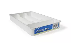 Camco Cutlery Tray - Designed for RV and Compact Kitchen Drawers, Easily Organize and Store Kitchen Flatware -White (43508)