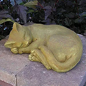 Stoneworks Curled Cat Garden Statue 12”L
