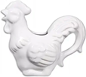 Home Essentials 72161-BRIGHTS 5"H White Rooster Creamer 8 Ounce