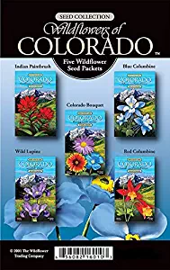 Colorado Wildflower 5 Seed Packet Gift Box Assortment Package- Includes Indian Paintbrush, Blue Columbine, Bouquet, Wild Iris, Red Columbine- Enjoy Colorado Wild Flowers in Your Own Home Garden