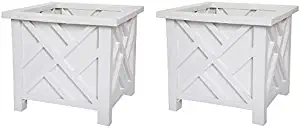 Pure Garden Plant Holder – Planter Container Box for Garden, Patio, and Lawn – Outdoor Decor by White (Pack of 2)