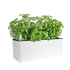 GrowLED Self Watering Planter Pots Window Box Indoor Home Garden Modern Decorative Planter Pot for All Indoor Plants, White(15.8"x5.2"x5.2")