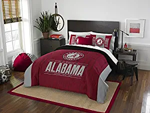 Alabama Crimson Tide - 3 Piece FULL / QUEEN SIZE Printed Comforter & Shams - Entire Set Includes: 1 Full / Queen Comforter (86" x 86") & 2 Pillow Shams - NCAA College Bedding Bedroom Accessories