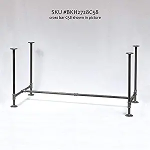 H28", Rusty Design, BKH2728C58 Pipe Legs KIT with Cross Bar for Dining Table, H shape, L58" x W27" x H28", Pack suitable for 1 Table