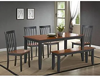 Boraam Bloomington 6-Piece Dining Room Set, Black/Cherry