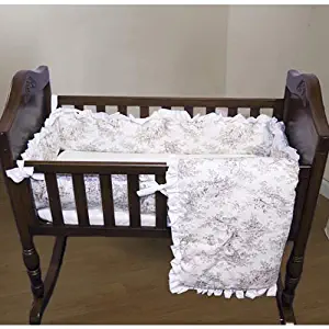 Baby Doll Bedding Toile Deluxe Cradle Set, Bone