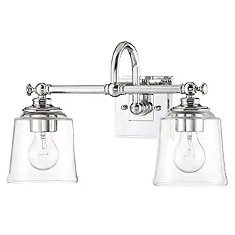 Park Harbor PHVL3012PC Antonia 2 Light 17-3/8" Wide Bathroom Vanity Light with Clear Glass Shades