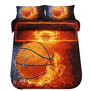 SDIII 3PC Basketball Bedding Microfiber Full/Queen Sport Duvet Cover Set for Boys, Girls and Teens