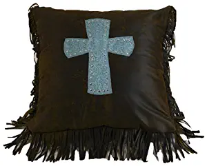 HiEnd Accents Cheyenne Western Accent Pillow, Turquoise Cross