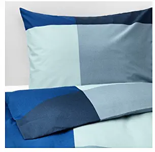 Ikea Brunkrissla Full Queen Duvet Cover and Pillowcases Blue Gray 303.753.99