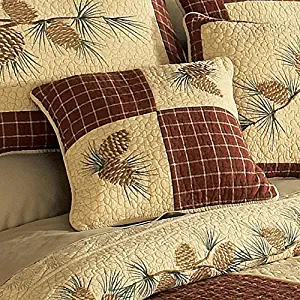 Donna Sharp Pine Lodge Quilt, Shams, Bedskirts, Pillows & Valance (Beige, Pine Cone Pillow 15W x 15L)