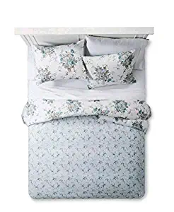 Simply Shabby Chic Aqua Blue Rose Floral Duvet Cover Sham Set Reversible Twin