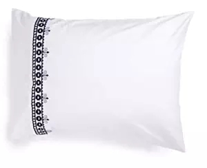 Kate Spade Folk Art King Sham White and Navy 100% Cotton