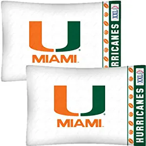 NCAA Maimi Hurricanes Football Set of Two Pillowcases