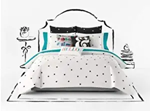 Kate Spade Queen Duvet Cover + Shams, Black/White Deco Dot